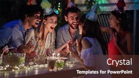  Presentation with party time - PPT theme having young-people-with-funny-hats background and a tawny brown colored foreground