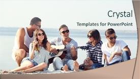  Presentation with guitar - Colorful slide deck enhanced with young people with guitar singing backdrop and a sky blue colored foreground