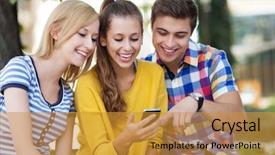  Presentation with mobile phone addiction - Slides featuring young people with mobile phone background and a gold colored foreground