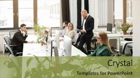  Presentation with people - Slides with young people working in modern background and a yellow colored foreground