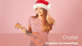  Presentation with performer - Slide deck enhanced with young-performer-woman-playing-ukulele background and a coral colored foreground