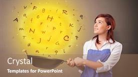  Presentation with climb 3 person - Beautiful theme featuring young person cooking letters in wok backdrop and a coral colored foreground