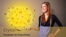  Presentation with disable person empowerment - Theme enhanced with young-person-cooking-letters background and a yellow colored foreground