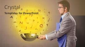  Presentation with mystery person - Amazing theme having young-person-cooking-letters backdrop and a yellow colored foreground