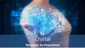  Presentation with displaying - PPT layouts enhanced with young-person-holding-hologram-projection background and a teal colored foreground