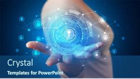  Presentation with hologram - Colorful presentation enhanced with young-person-holding-hologram-screen backdrop and a ocean colored foreground