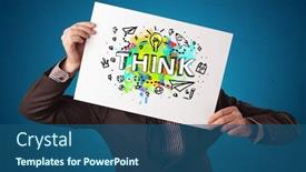  Presentation with design thinking - Theme enhanced with young-person-holding-paper background and a ocean colored foreground