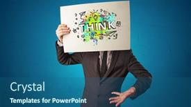  Presentation with design thinking - Theme enhanced with young-person-holding-paper background and a ocean colored foreground