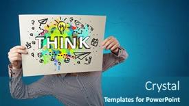  Presentation with design thinking - Slide deck consisting of young-person-holding-paper background and a ocean colored foreground