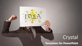  Presentation with paper - Cool new slides with young-person-holding-white-paper backdrop and a gray colored foreground