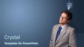  Presentation with idea - Presentation theme enhanced with young-person-looking-for-new background and a ocean colored foreground