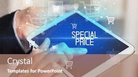  Presentation with price - Audience pleasing theme consisting of young-person-makes-a-purchase backdrop and a coral colored foreground