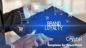  Presentation with brand - Cool new slides with young-person-makes-a-purchase backdrop and a ocean colored foreground