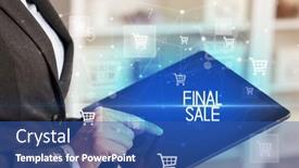  Presentation with final - Audience pleasing PPT theme consisting of young-person-makes-a-purchase backdrop and a ocean colored foreground