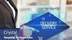  Presentation with application - Amazing slides having young-person-makes-a-purchase backdrop and a ocean colored foreground