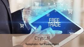  Presentation with tablet - Presentation theme consisting of young-person-makes-a-purchase background and a coral colored foreground