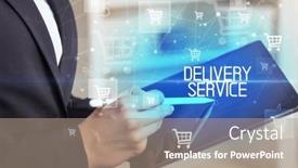  Presentation with young - Presentation theme enhanced with young-person-makes-a-purchase background and a coral colored foreground