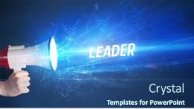  Presentation with leader - PPT layouts enhanced with young-person-shouting-in-loudspeaker background and a ocean colored foreground