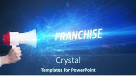  Presentation with franchise - Slides enhanced with young-person-shouting-in-loudspeaker background and a ocean colored foreground
