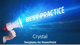  Presentation with best practice - Theme with young-person-shouting-in-loudspeaker background and a ocean colored foreground