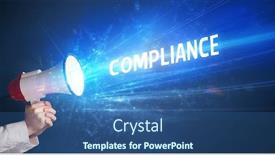  Presentation with compliance - Audience pleasing PPT theme consisting of young-person-shouting-in-loudspeaker backdrop and a ocean colored foreground