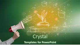  Presentation with young plant - Slide deck featuring young-person-shouting-in-megaphone background and a tawny brown colored foreground