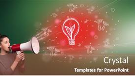  Presentation with eco - Beautiful PPT layouts featuring young-person-shouting-in-megaphone backdrop and a coral colored foreground