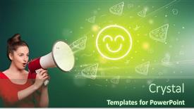  Presentation with healthy eating - Slide set enhanced with young-person-shouting-in-megaphone background and a ocean colored foreground