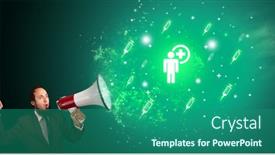  Presentation with medical worker - PPT theme with young-person-shouting-in-megaphone background and a ocean colored foreground