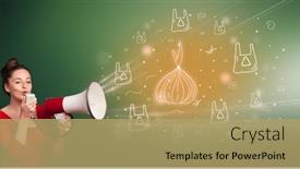  Presentation with healthy eating - Presentation theme consisting of young-person-shouting-in-megaphone background and a coral colored foreground