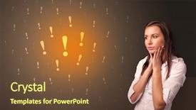  Presentation with person help sign poverty - Presentation theme featuring stop worry - young person standing with exclamation background and a tawny brown colored foreground