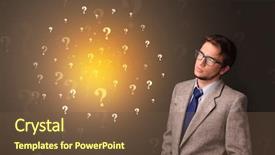  Presentation with concept - Amazing presentation design having stop search - young person standing with exclamation backdrop and a tawny brown colored foreground