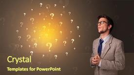  Presentation with person help sign poverty - Slide set with young person standing with exclamation background and a tawny brown colored foreground