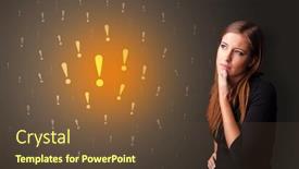  Presentation with person help sign poverty - PPT theme with young person standing with exclamation sign concept background and a tawny brown colored foreground