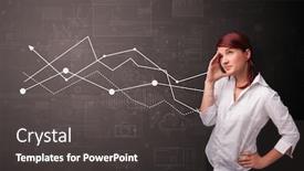  Presentation with homeless person poverty issue concept - Cool new presentation design with young person standing with increasing graph concept backdrop and a dark gray colored foreground