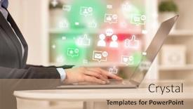  Presentation with social media network - Slide deck consisting of young-person-surfing-on-social background and a coral colored foreground