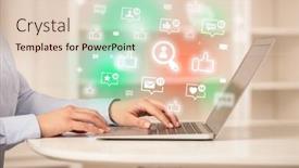  Presentation with social media network - PPT layouts having young-person-surfing-on-social background and a lemonade colored foreground