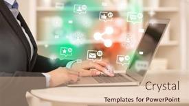  Presentation with social media network - Presentation design featuring young-person-surfing-on-social background and a lemonade colored foreground