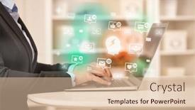  Presentation with social media network - Slide deck with young-person-surfing-on-social background and a lemonade colored foreground