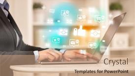  Presentation with social media network - Theme consisting of young-person-surfing-on-social background and a coral colored foreground