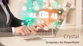  Presentation with social media network - Presentation theme with young-person-surfing-on-social background and a lemonade colored foreground