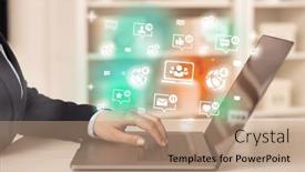  Presentation with social media network - Presentation theme enhanced with young-person-surfing-on-social background and a coral colored foreground