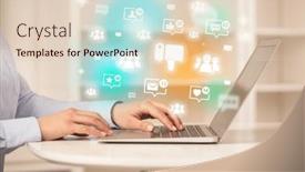  Presentation with social media network - Theme having young-person-surfing-on-social background and a lemonade colored foreground