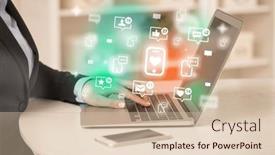  Presentation with social media network - Slides having young-person-surfing-on-social background and a lemonade colored foreground