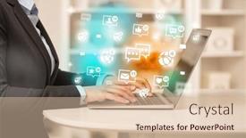  Presentation with social media network - Presentation design consisting of young-person-surfing-on-social background and a lemonade colored foreground