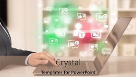  Presentation with social media network - Presentation theme with young-person-surfing-on-social background and a coral colored foreground