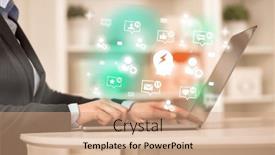  Presentation with social media network - Theme with young-person-surfing-on-social background and a coral colored foreground