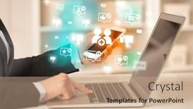  Presentation with social media network - Slides with young-person-surfing-on-social background and a coral colored foreground