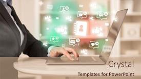  Presentation with social media network - Presentation design enhanced with young-person-surfing-on-social background and a coral colored foreground