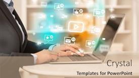  Presentation with social media network - Presentation design featuring young-person-surfing-on-social background and a lemonade colored foreground